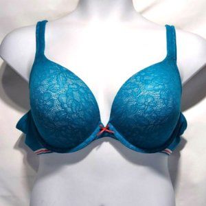 Like NEW Lane Bryant Cacique Lace Boost Plunge Teal Bra 44B